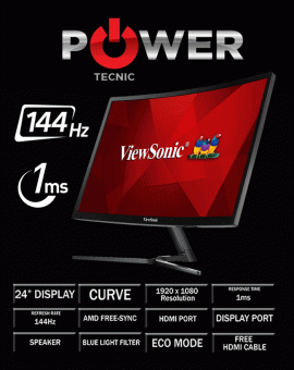 VIEWSONIC - GAMING- VX2458 - CURVO - 24" - 144HZ - 1MS - FreeSync